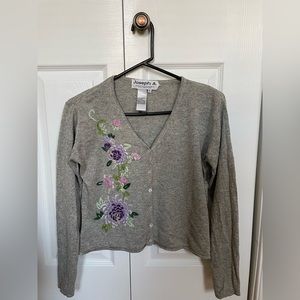 100% silk vintage embroidered cardigan
